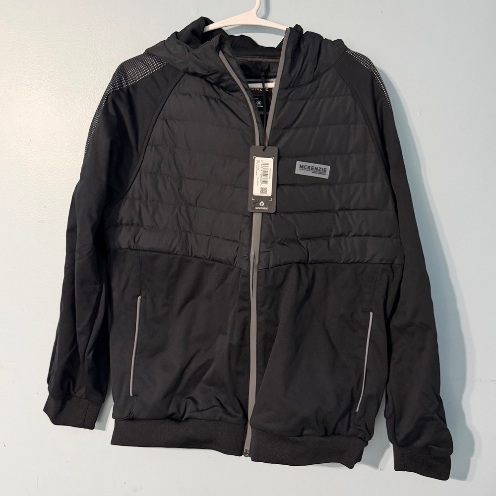 McKenzie Crash Jacket Boys XL 13-15Y Black‎ Hooded Puffer Hybrid 0829